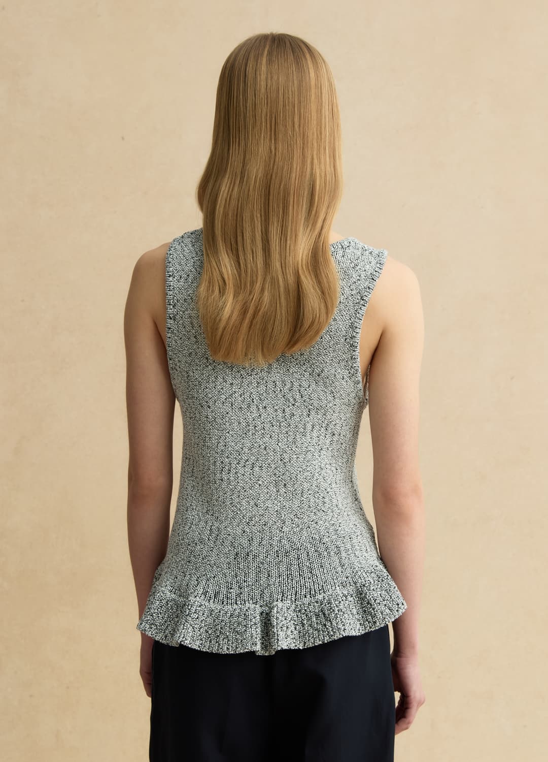 Black And White Regular Fit Knit Top With Frill | OVS Black And White Regular Fit Knit Top With Frill - 3 | OVS