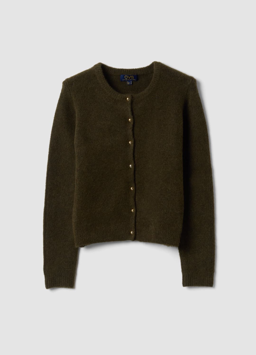 Grüne Strickjacke Aus Elastischer Wolle Mit Rundhalsausschnitt | OVS Grüne Strickjacke Aus Elastischer Wolle Mit Rundhalsausschnitt - 4 | OVS
