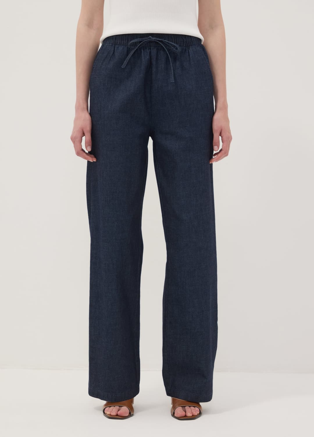 Blaue Wide-leg-jeanshose Aus Reiner Baumwolle Mit Tunnelzug | OVS Blaue Wide-leg-jeanshose Aus Reiner Baumwolle Mit Tunnelzug - 1 | OVS