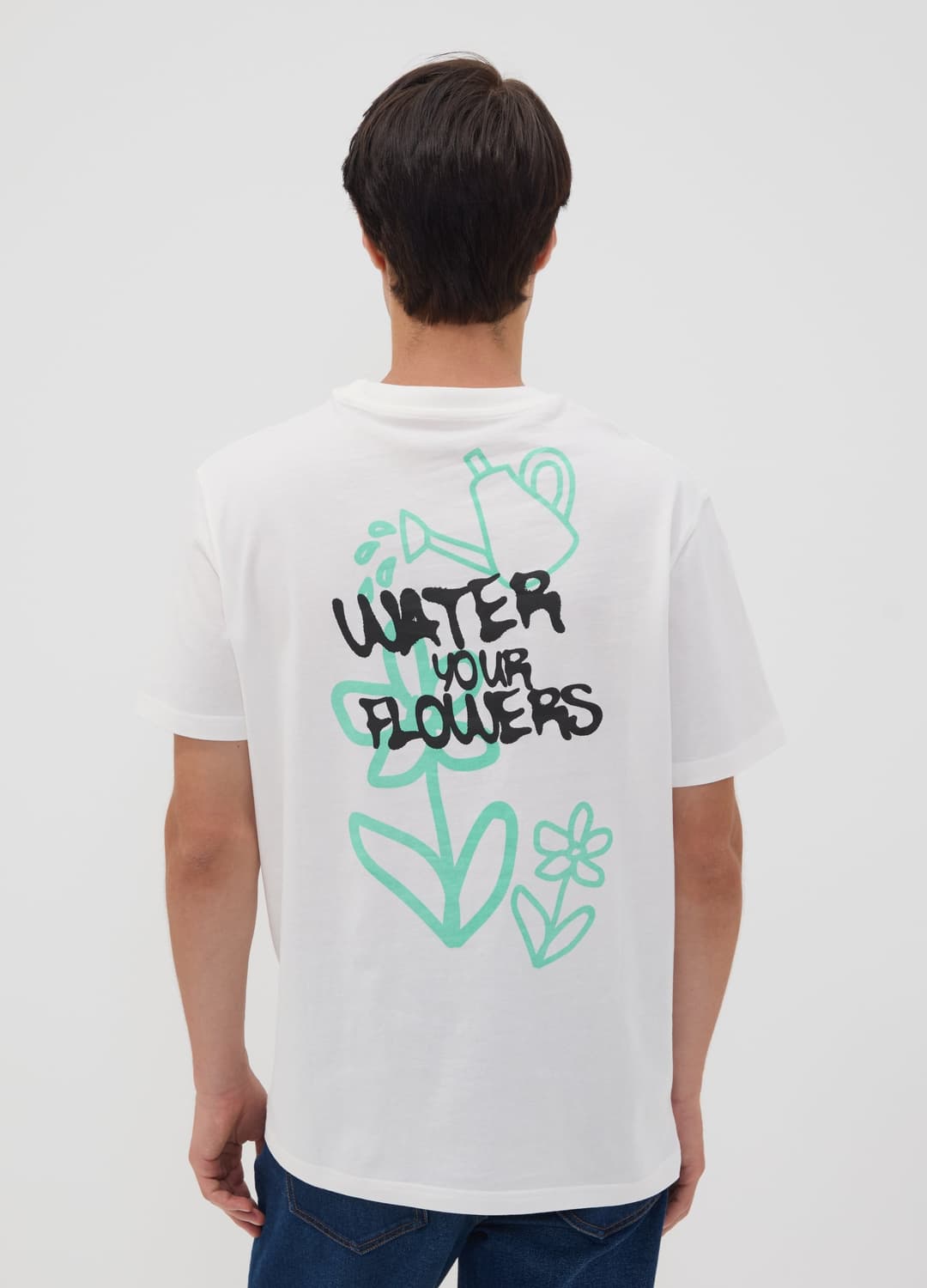 Weißes T-shirt Aus Reiner Baumwoll-jersey Mit Print „water Your Flowers“ | OVS Weißes T-shirt Aus Reiner Baumwoll-jersey Mit Print „water Your Flowers“ - 3 | OVS