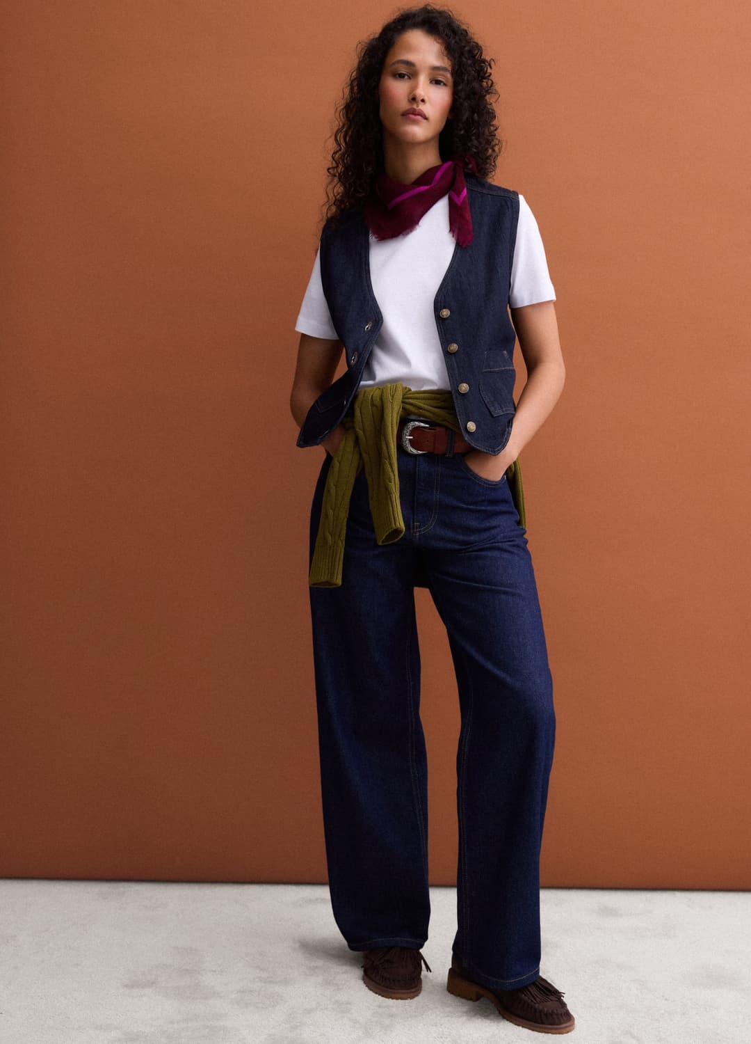 Blaue Denim-weste Aus Reiner Baumwolle Mit Knöpfen | OVS Blaue Denim-weste Aus Reiner Baumwolle Mit Knöpfen - 1 | OVS