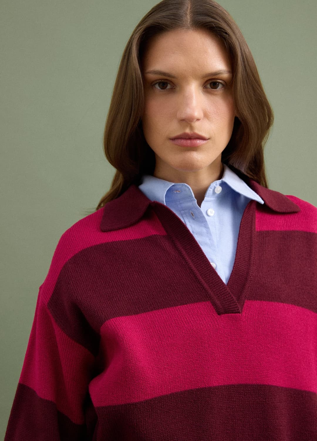 Maglia Rossa In Misto Lana A Righe Con Colletto Polo | OVS Maglia Rossa In Misto Lana A Righe Con Colletto Polo - 0 | OVS