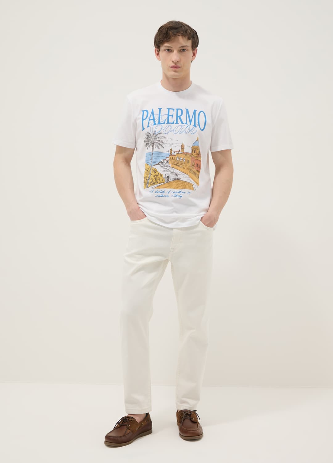 T-shirt Bianca In Puro Cotone Con Stampa Frontale Regular Fit | OVS T-shirt Bianca In Puro Cotone Con Stampa Frontale Regular Fit - 1 | OVS