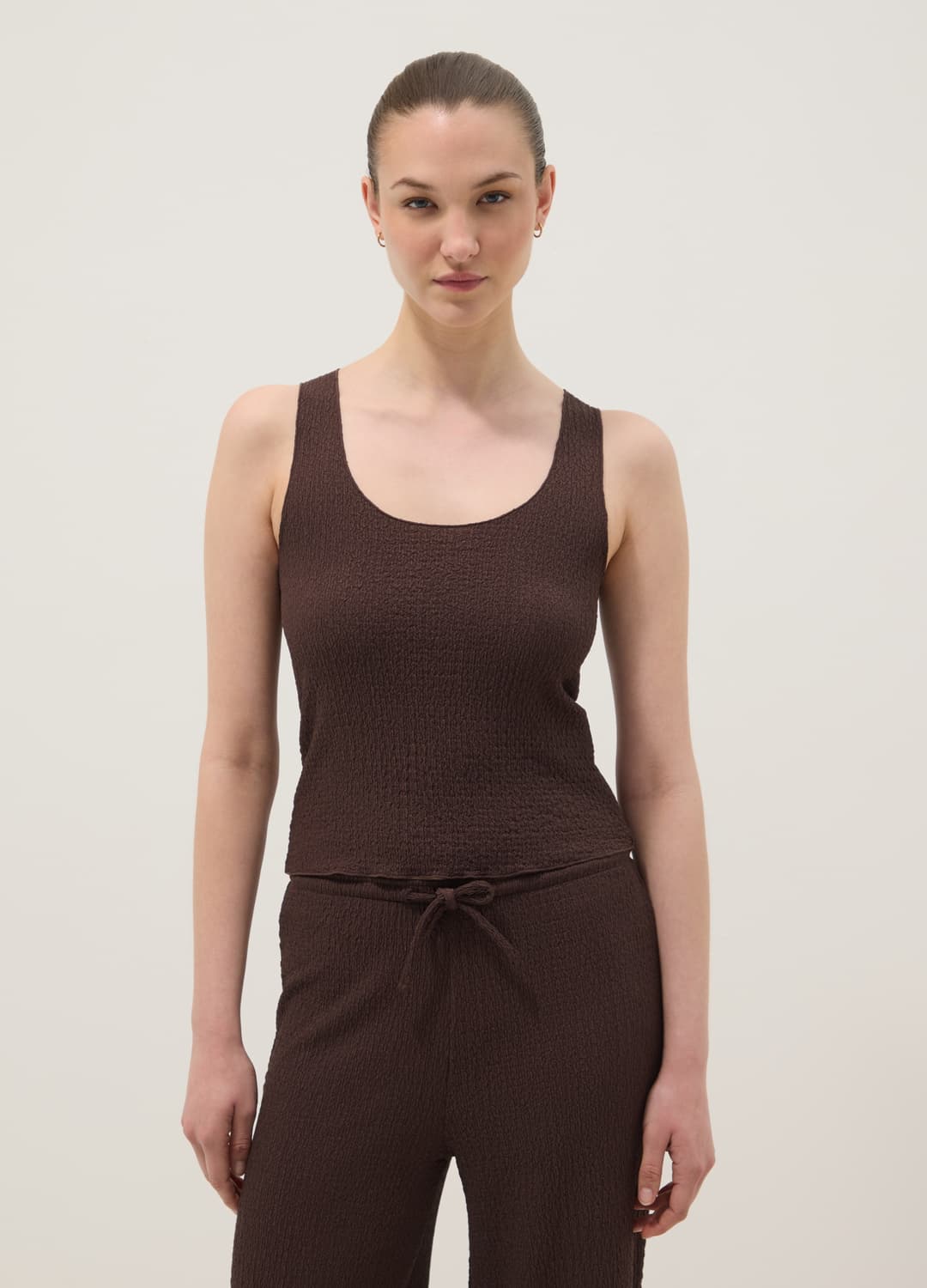 Braunes Stretch-top Mit Crinkle-struktur | OVS Braunes Stretch-top Mit Crinkle-struktur - 2 | OVS
