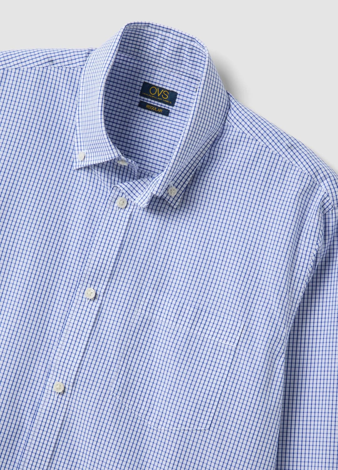 Camicia Azzurra In Misto Cotone A Quadretti Easi Iron Regular Fit | OVS Camicia Azzurra In Misto Cotone A Quadretti Easi Iron Regular Fit - 5 | OVS