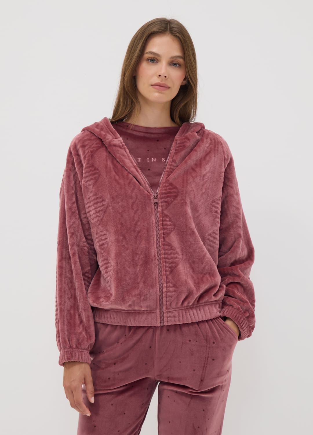 Felpa Rosa Homewear Con Zip E Cappuccio | OVS Felpa Rosa Homewear Con Zip E Cappuccio - 1 | OVS