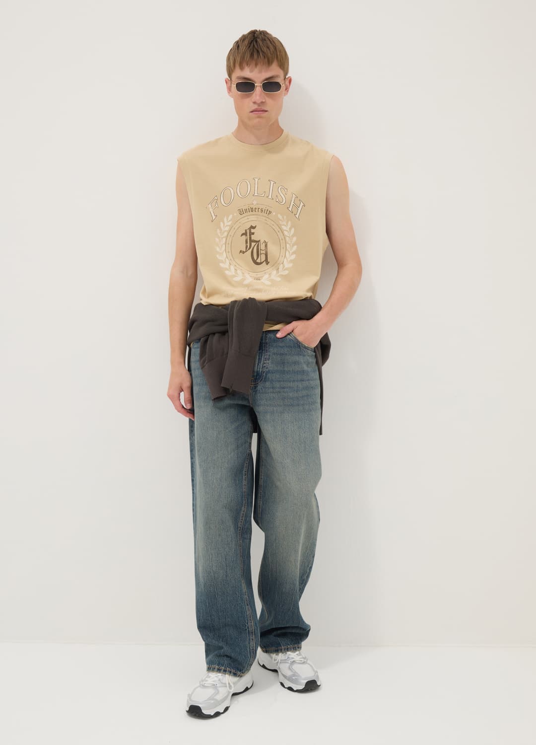 Beiges Tanktop Aus Reiner Baumwolle Mit Frontprint | OVS Beiges Tanktop Aus Reiner Baumwolle Mit Frontprint - 1 | OVS