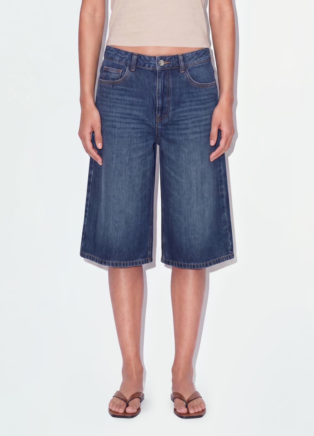 Baggy Jeans-shorts Aus Blauem Denim Aus Reiner Baumwolle | OVS Baggy Jeans-shorts Aus Blauem Denim Aus Reiner Baumwolle - 1 | OVS
