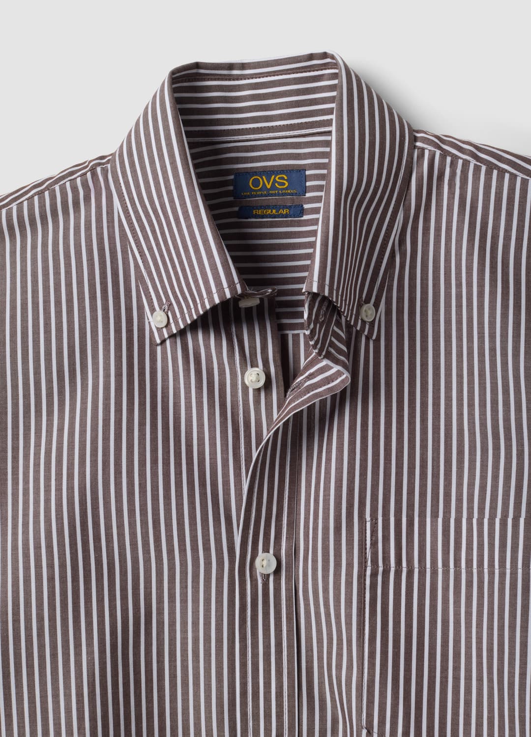 Camicia Marrone In Misto Cotone A Righe Con Collo Botton Down Easy Iron Regular Fit | OVS Camicia Marrone In Misto Cotone A Righe Con Collo Botton Down Easy Iron Regular Fit - 6 | OVS