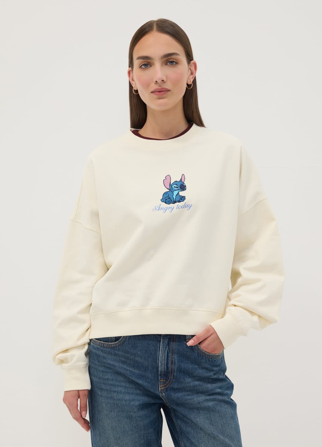 Felpa Beige In Puro Cotone Con Stampa Stitch | OVS Felpa Beige In Puro Cotone Con Stampa Stitch - 0 | OVS