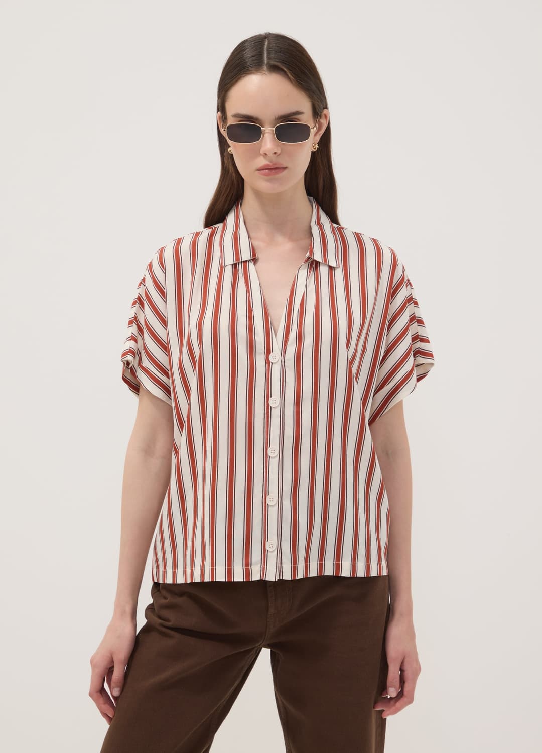 Camicia Multicolor A Righe In Pura Viscosa A Maniche Corte Over Fit | OVS Camicia Multicolor A Righe In Pura Viscosa A Maniche Corte Over Fit - 2 | OVS