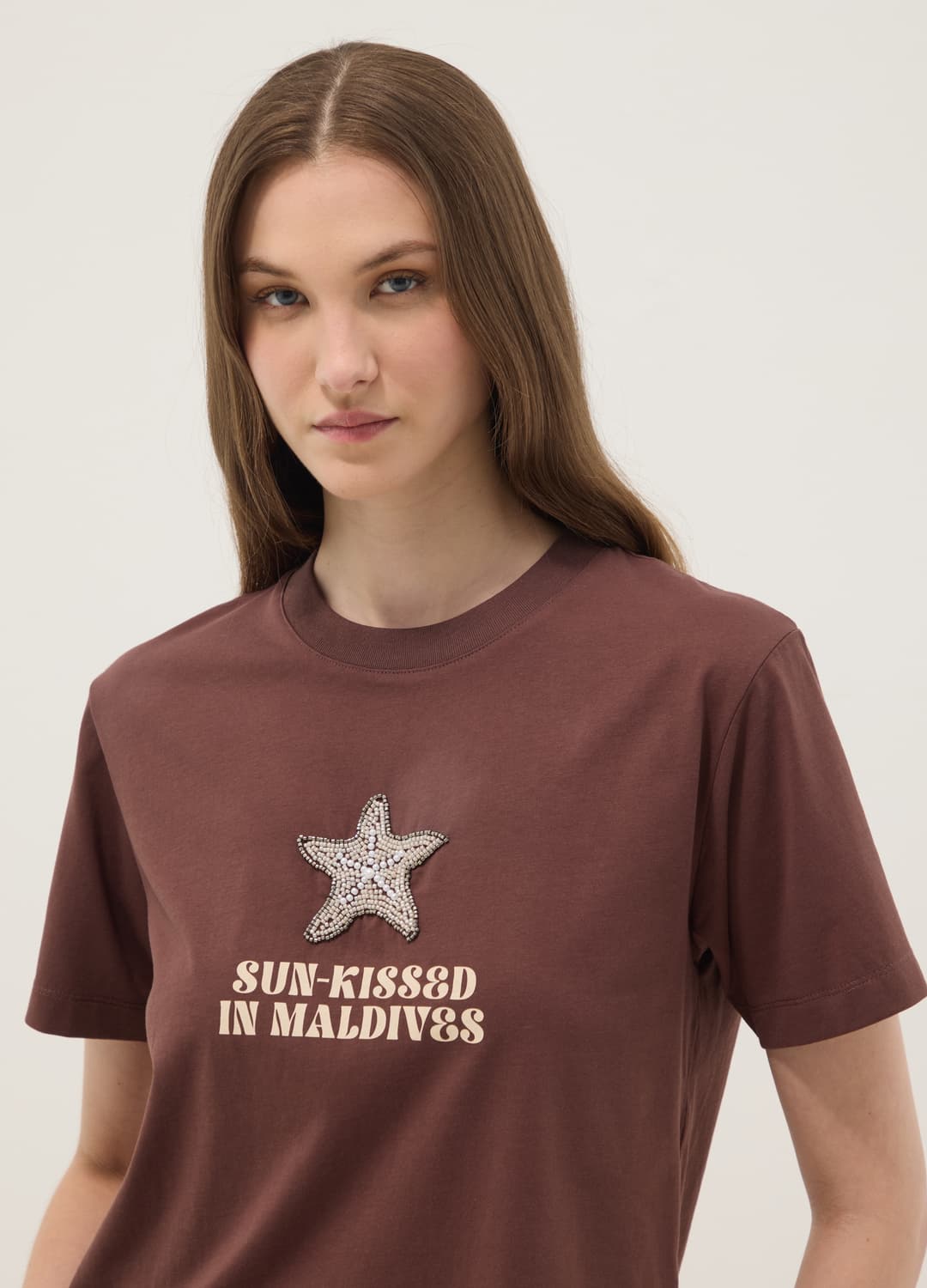 Braunes Kurzarm-t-shirt Aus Reiner Baumwolle | OVS Braunes Kurzarm-t-shirt Aus Reiner Baumwolle - 3 | OVS