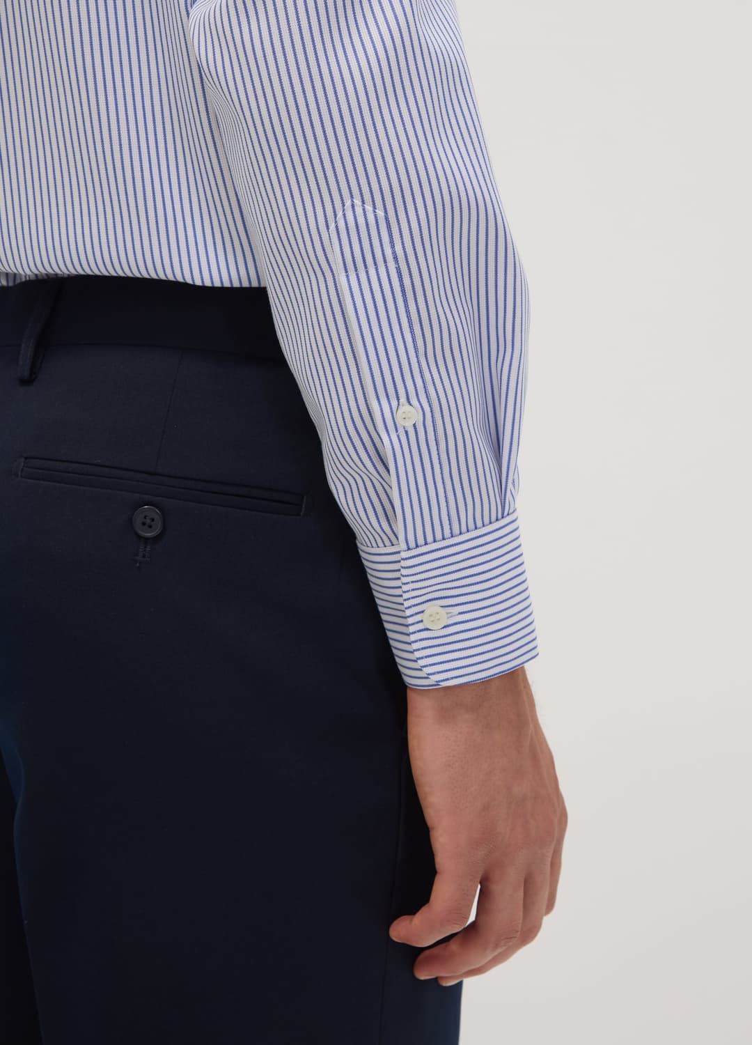 Camicia Azzurra A Righe In Dobby Di Puro Cotone Con Collo Francese No Iron | OVS Camicia Azzurra A Righe In Dobby Di Puro Cotone Con Collo Francese No Iron - 3 | OVS