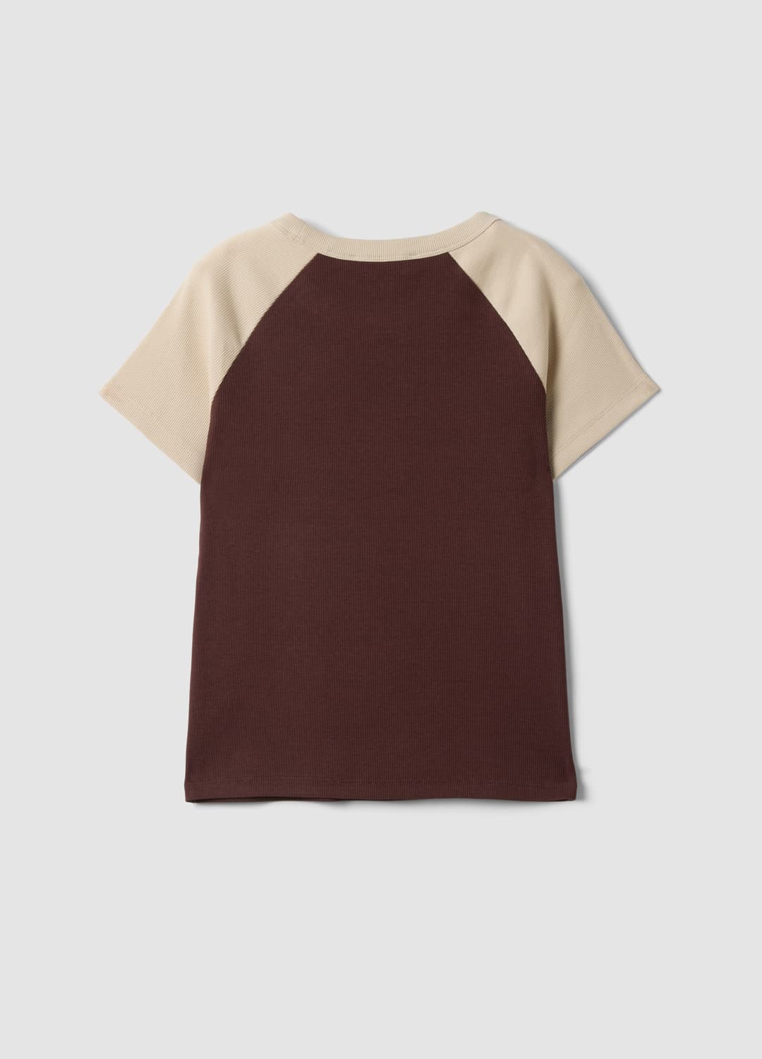 Braunes T-shirt Aus Stretch-baumwolle Mit Rundhalsausschnitt Und Kontrastärmeln | OVS Braunes T-shirt Aus Stretch-baumwolle Mit Rundhalsausschnitt Und Kontrastärmeln - 5 | OVS