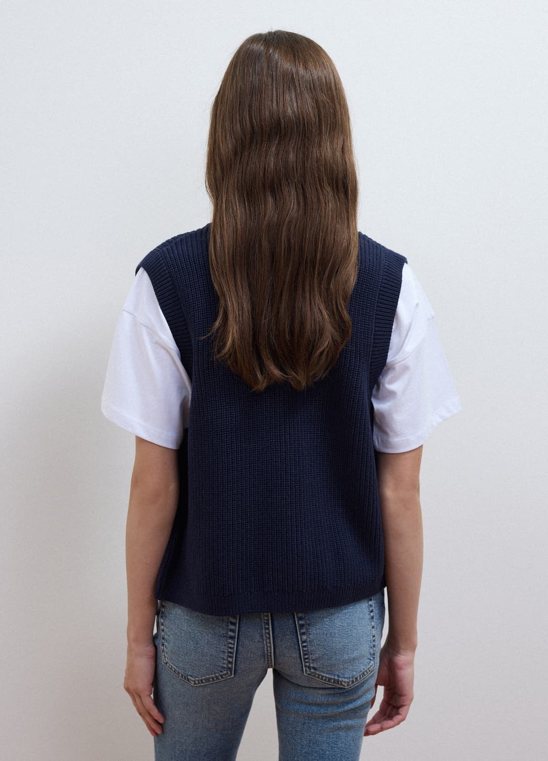 Gilet Blu In Puro Cotone Con Lavorazione A Maglia Regular Fit | OVS Gilet Blu In Puro Cotone Con Lavorazione A Maglia Regular Fit - 3 | OVS