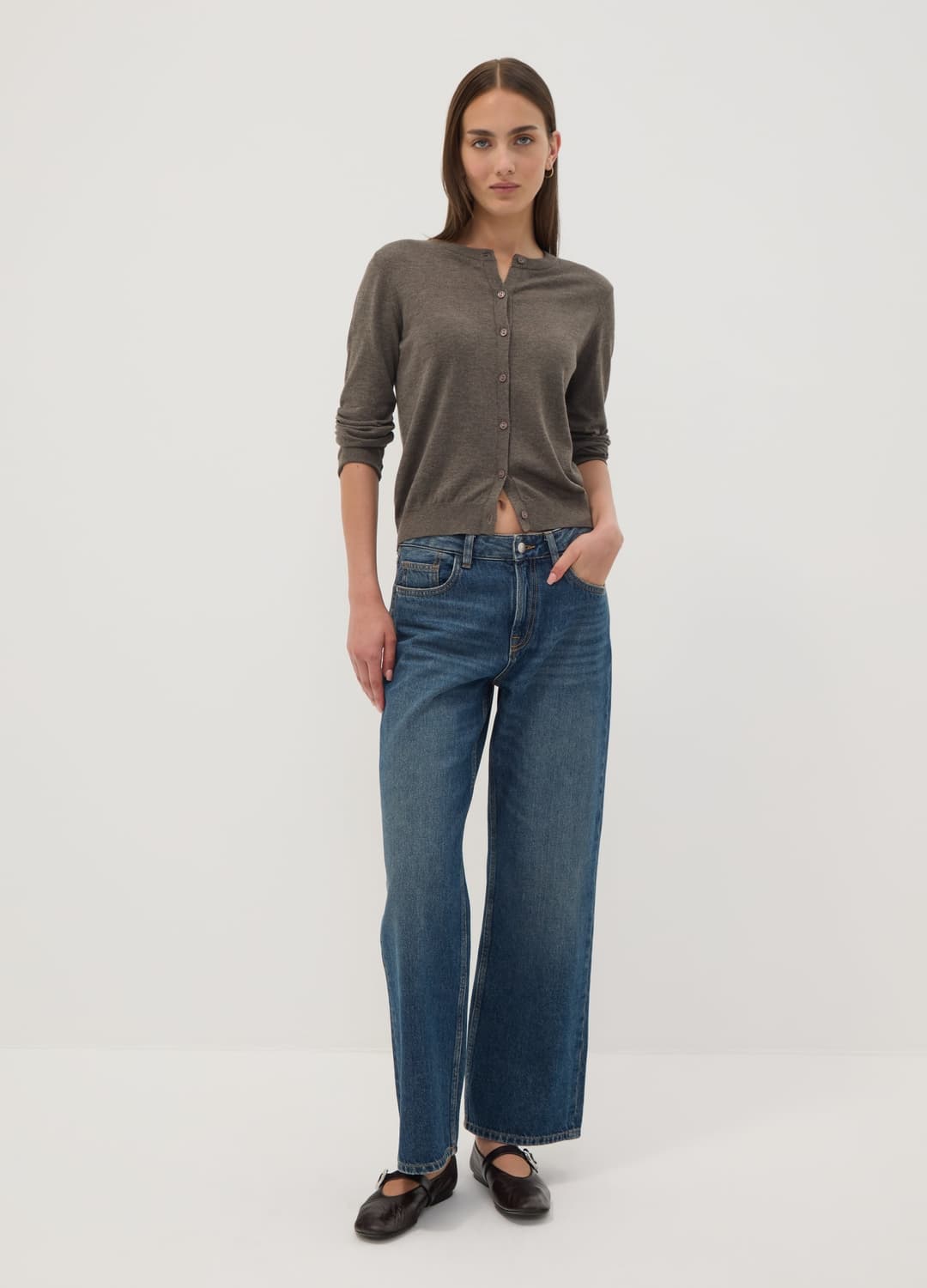 Braune Strickjacke Aus Wollmix Mit Rundhalsausschnitt | OVS Braune Strickjacke Aus Wollmix Mit Rundhalsausschnitt - 1 | OVS