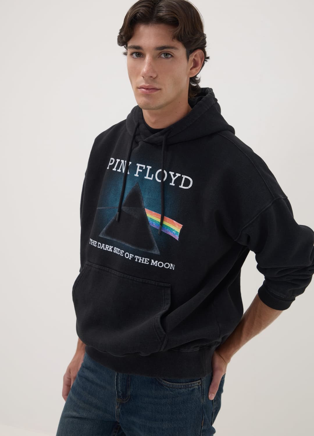 Felpa Nera Con Cappuccio In Misto Cotone Con Stampa Pink Floyd | OVS Felpa Nera Con Cappuccio In Misto Cotone Con Stampa Pink Floyd - 0 | OVS