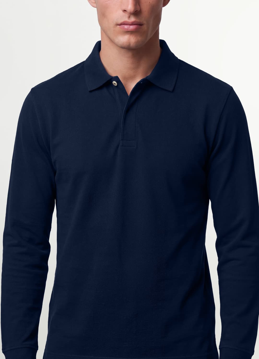 Polo Blu In Cotone Elasticizzato A Maniche Lunghe Regular Fit | OVS Polo Blu In Cotone Elasticizzato A Maniche Lunghe Regular Fit - 2 | OVS