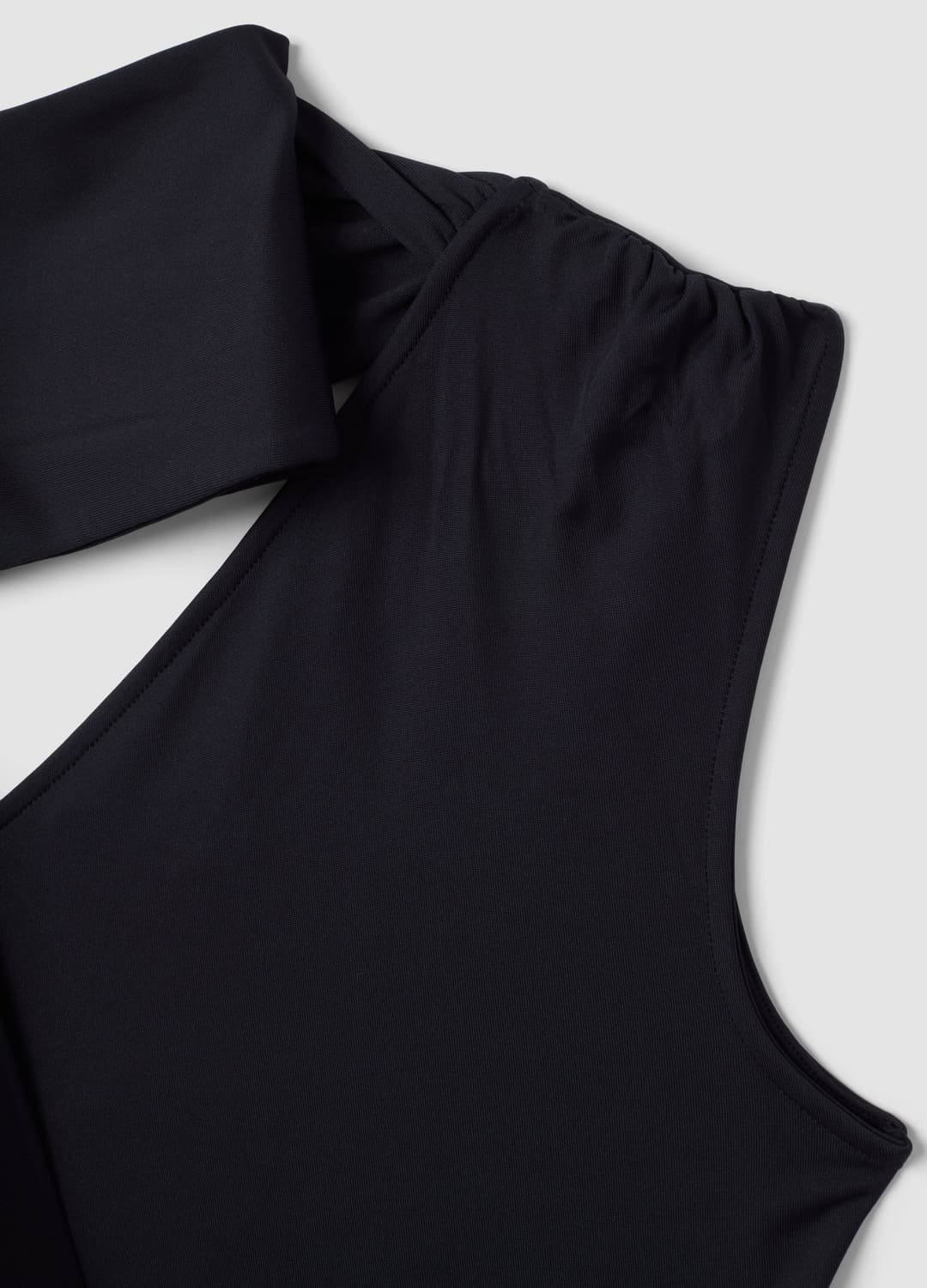 Top Nero In Tessuto Elasticizzato Con Scollo Asimmetrico E Fascia Drappeggiata | OVS Top Nero In Tessuto Elasticizzato Con Scollo Asimmetrico E Fascia Drappeggiata - 5 | OVS