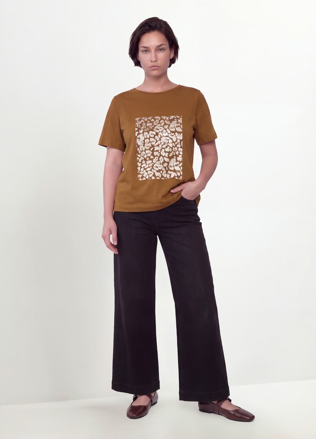 Braunes T-shirt Aus Reiner Baumwolle Mit Blumenprint | OVS Braunes T-shirt Aus Reiner Baumwolle Mit Blumenprint - 8 | OVS