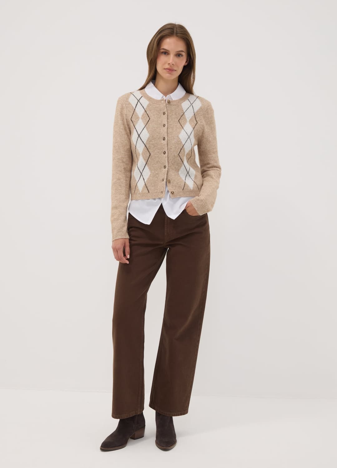 Cardigan Grigio In Lana Elasticizzata Jacquard Girocollo Regular Fit | OVS Cardigan Grigio In Lana Elasticizzata Jacquard Girocollo Regular Fit - 1 | OVS
