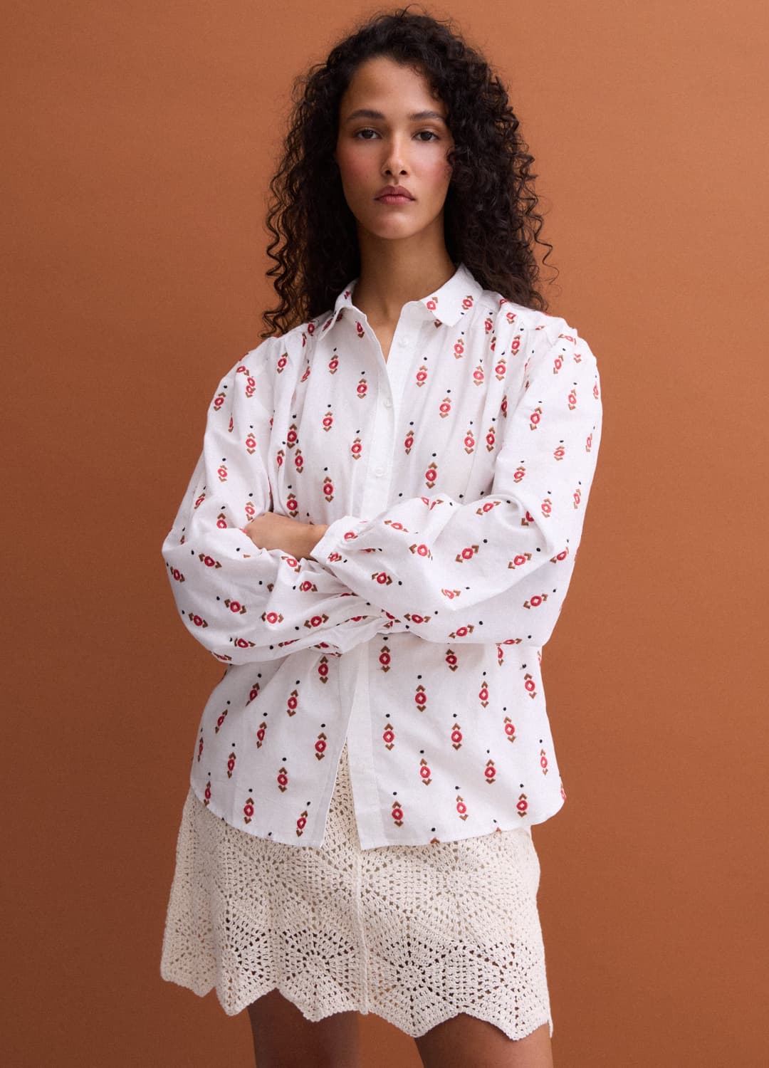 Camicia Bianca In Puro Cotone Con Fantasia Ricamata Regular Fit | OVS Camicia Bianca In Puro Cotone Con Fantasia Ricamata Regular Fit - 2 | OVS