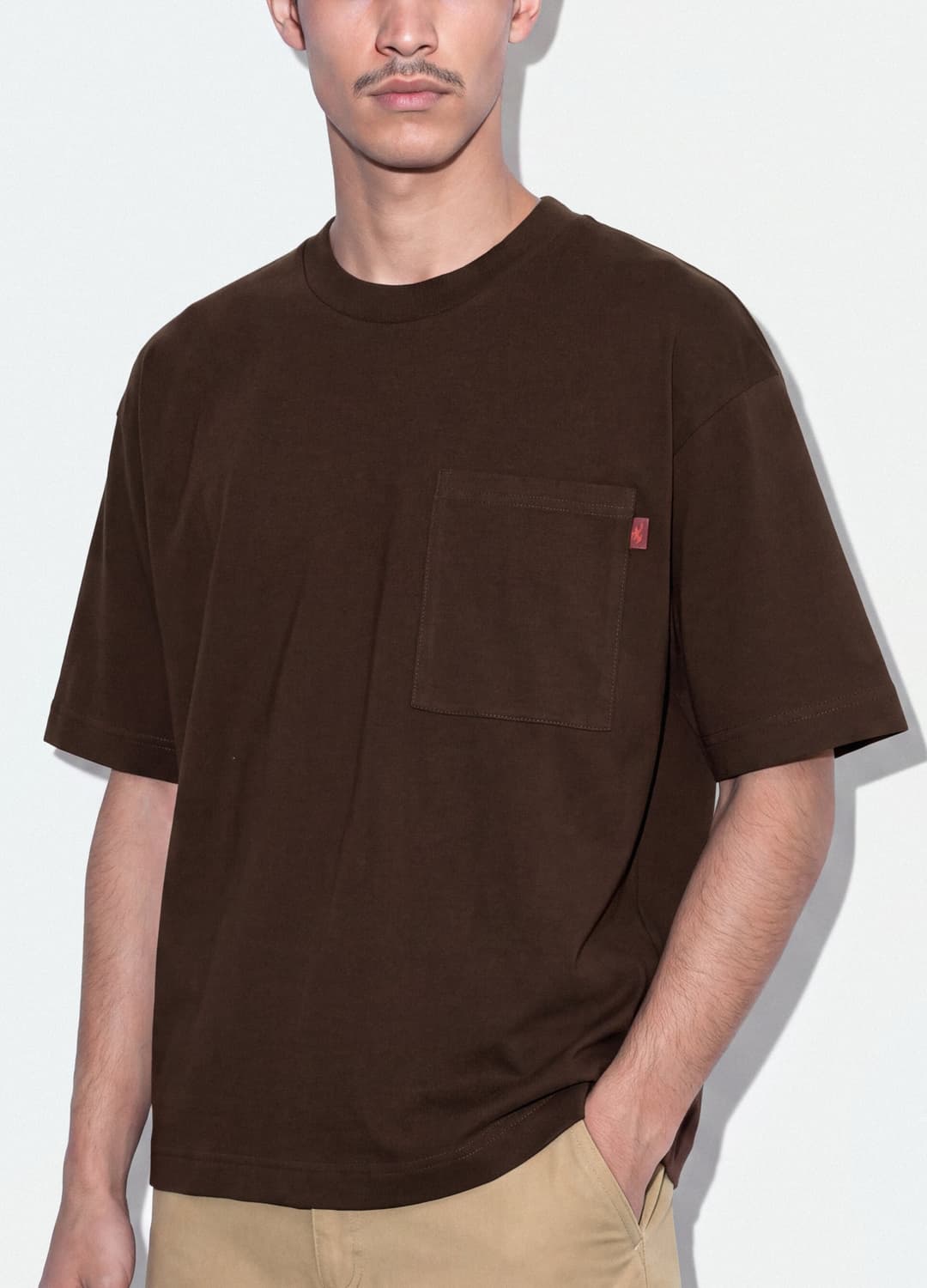 T-shirt Marrone In Puro Cotone Con Taschino Boxy Fit | OVS T-shirt Marrone In Puro Cotone Con Taschino Boxy Fit - 3 | OVS