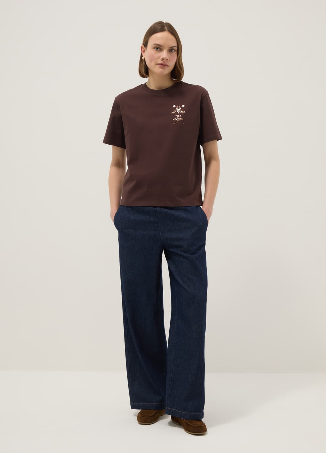 Braunes Regular-fit T-shirt Aus Reiner Baumwolle Mit Print | OVS Braunes Regular-fit T-shirt Aus Reiner Baumwolle Mit Print - 0 | OVS