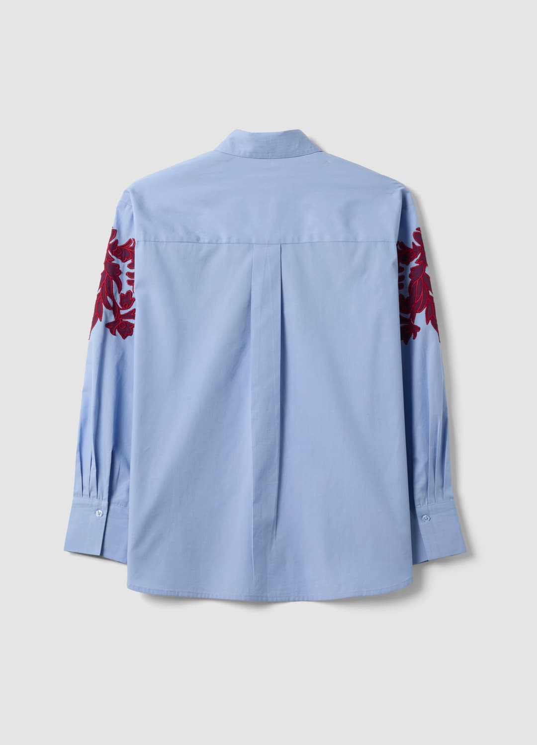Camicia Azzurra In Popeline Di Puro Cotone Con Ricami Floreali Regular Fit | OVS Camicia Azzurra In Popeline Di Puro Cotone Con Ricami Floreali Regular Fit - 6 | OVS