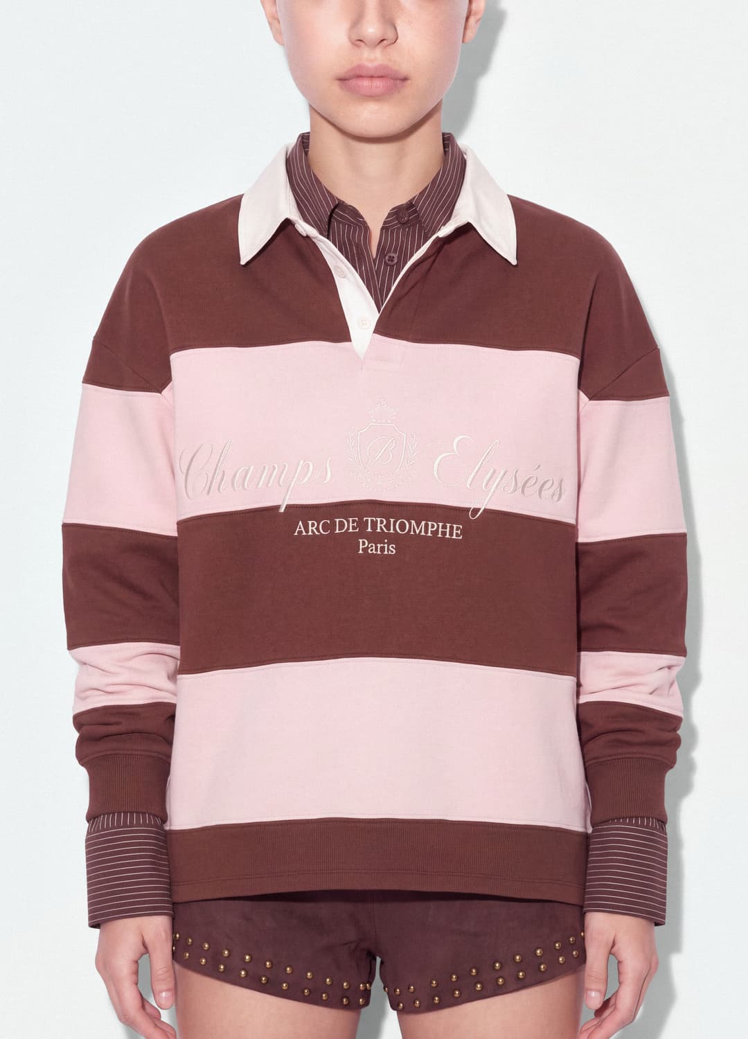 Felpa A Righe Marrone In Misto Cotone Con Colletto Relaxed Fit | OVS Felpa A Righe Marrone In Misto Cotone Con Colletto Relaxed Fit - 3 | OVS