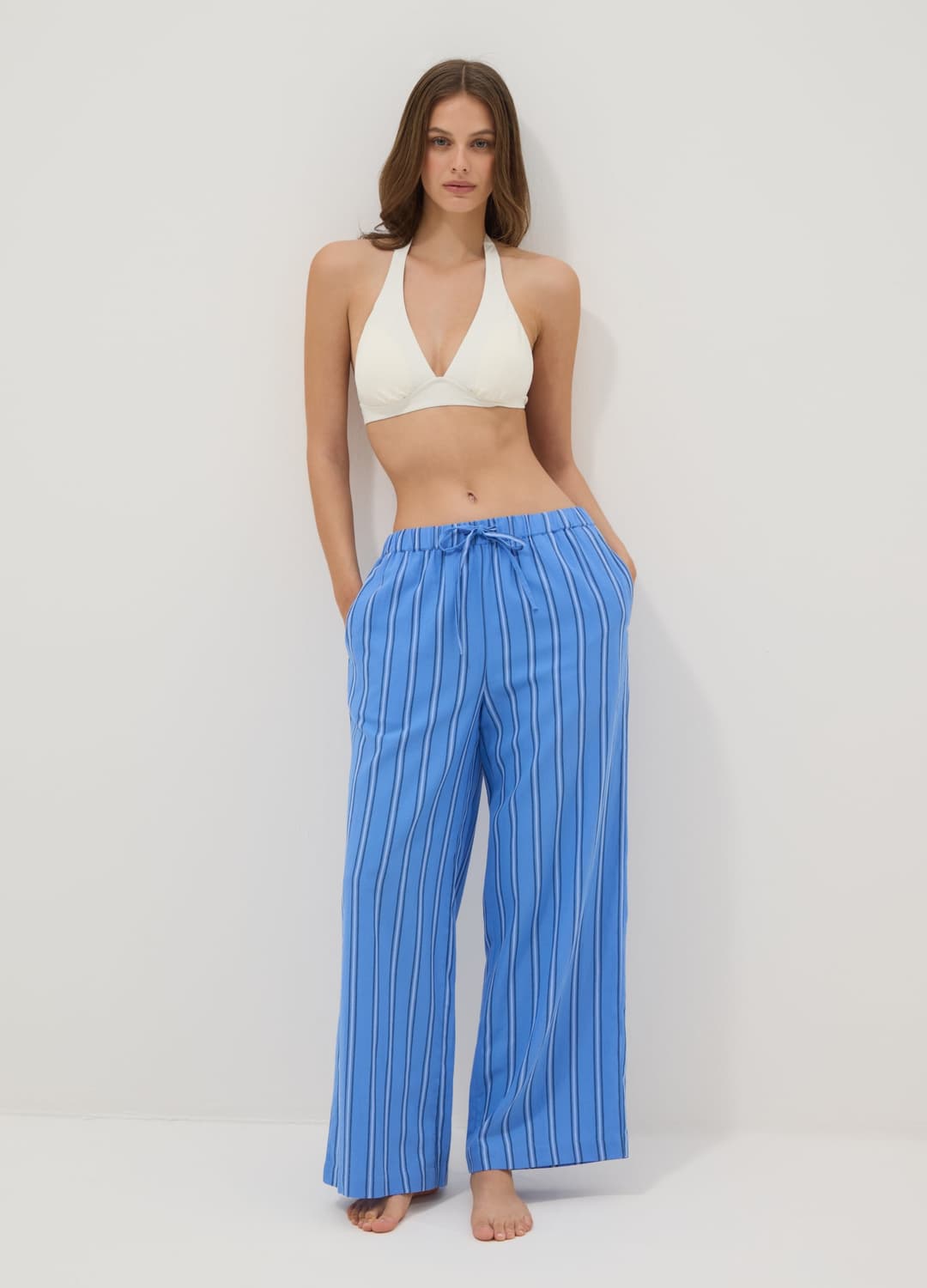 Pantaloni Copricostume Blu In Puro Cotone A Righe | OVS Pantaloni Copricostume Blu In Puro Cotone A Righe - 0 | OVS
