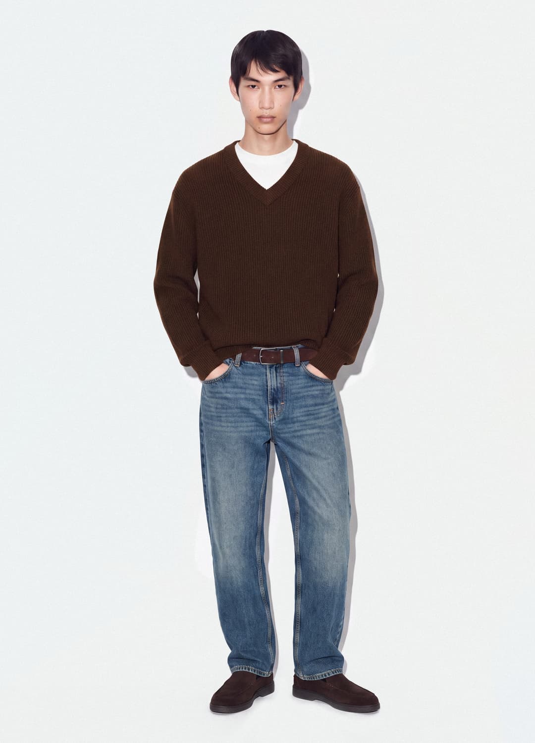 Maglia Marrone In Puro Cotone Con Scollo Profondo A V Regular Fit | OVS Maglia Marrone In Puro Cotone Con Scollo Profondo A V Regular Fit - 1 | OVS