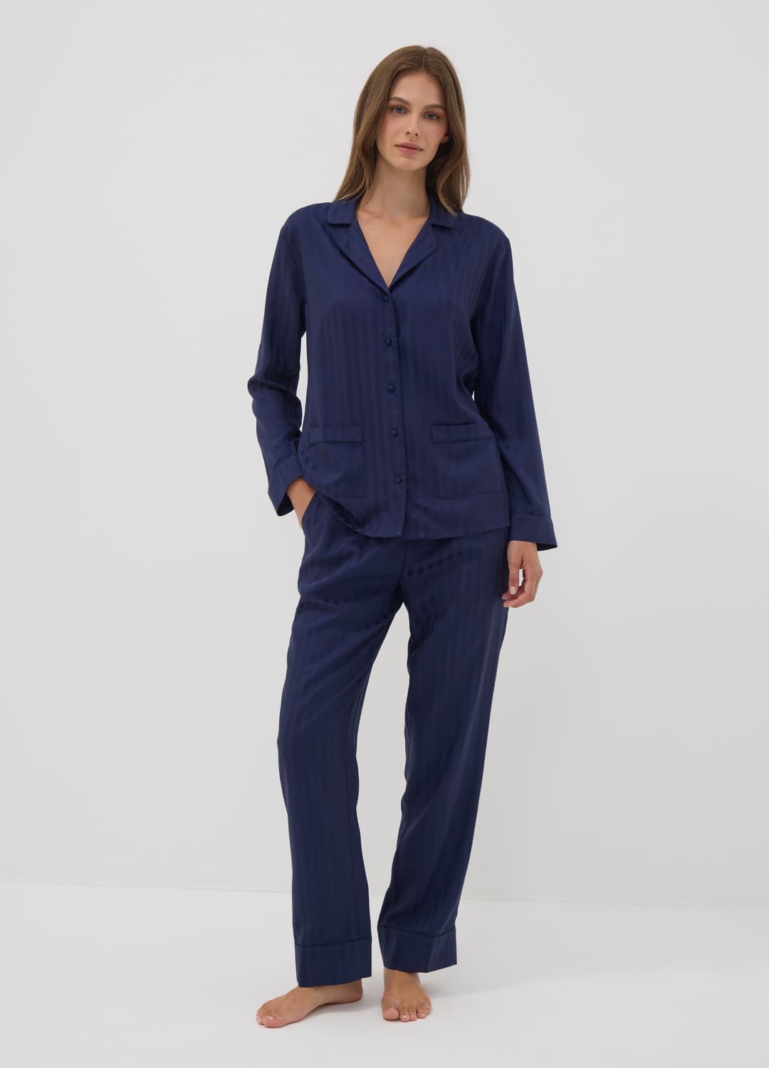 Pigiama Blu In Pura Viscosa Con Scollo A V | OVS Pigiama Blu In Pura Viscosa Con Scollo A V - 0 | OVS