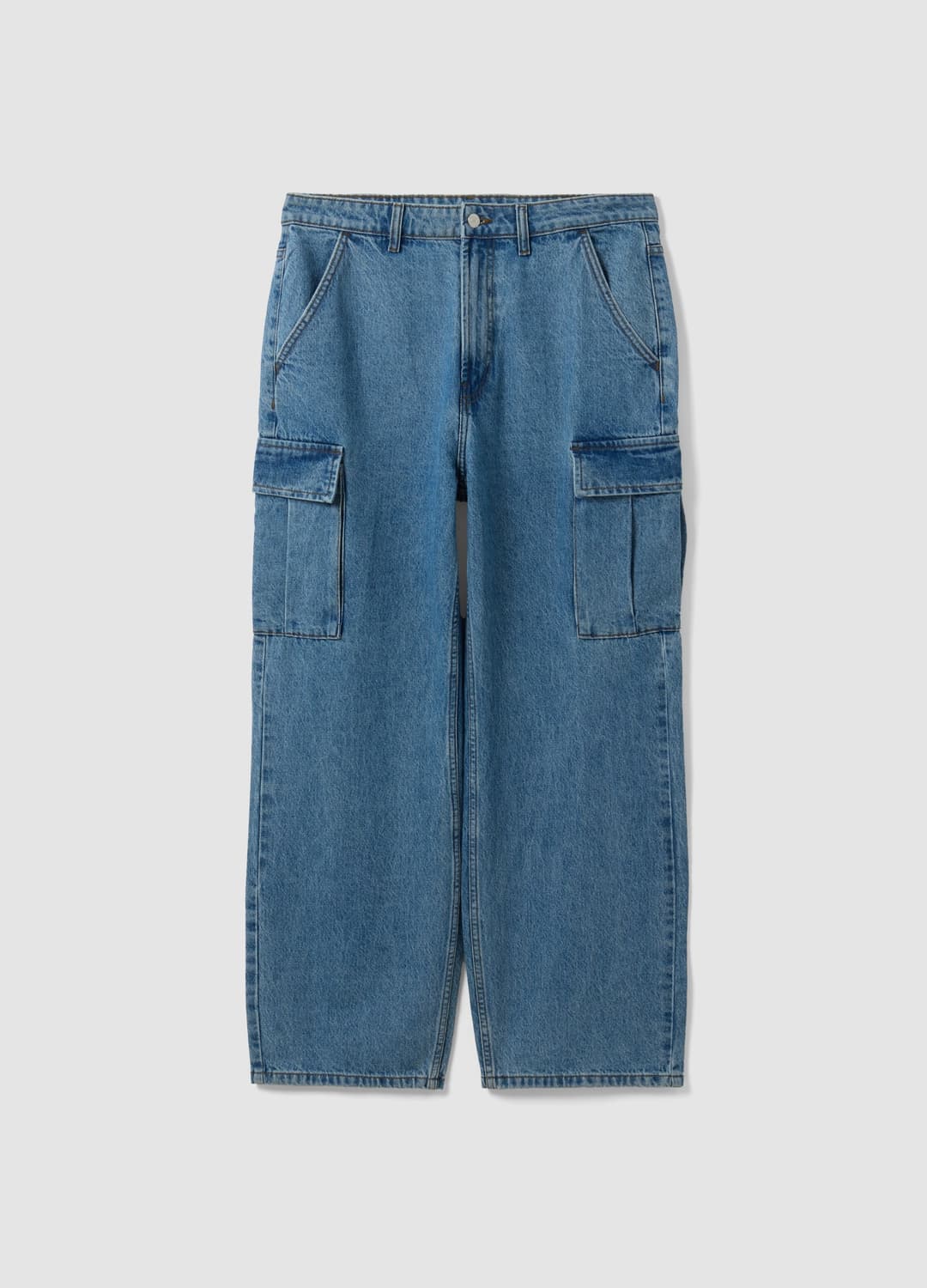 Blaue Cargo-jeans Aus Reiner Baumwolle Mit Wide-leg | OVS Blaue Cargo-jeans Aus Reiner Baumwolle Mit Wide-leg - 3 | OVS