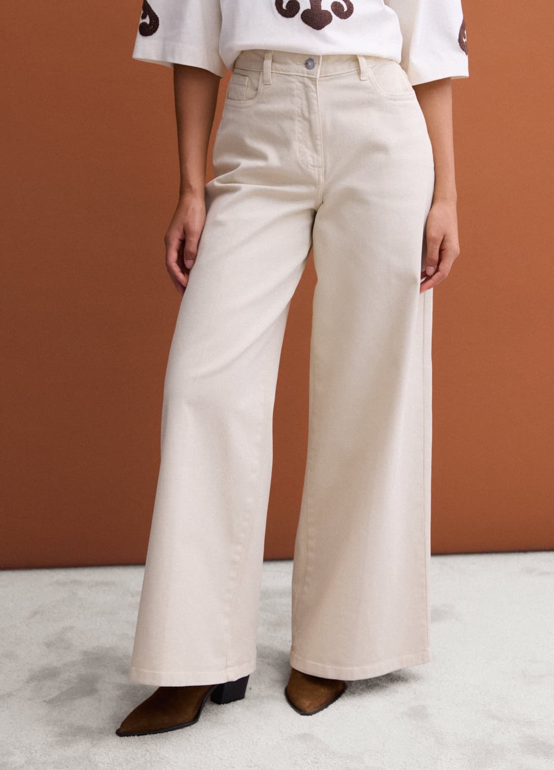 Pantaloni Marroni In Cotone Elasticizzato Wide Leg | OVS Pantaloni Marroni In Cotone Elasticizzato Wide Leg - 1 | OVS