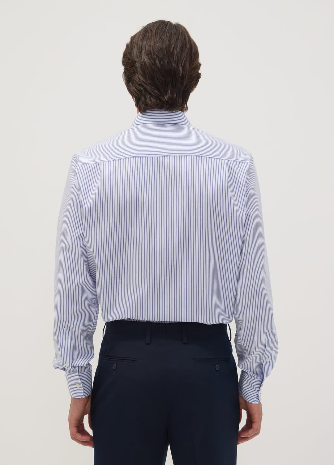 Camicia Azzurra A Righe In Dobby Di Puro Cotone Con Collo Francese No Iron | OVS Camicia Azzurra A Righe In Dobby Di Puro Cotone Con Collo Francese No Iron - 2 | OVS