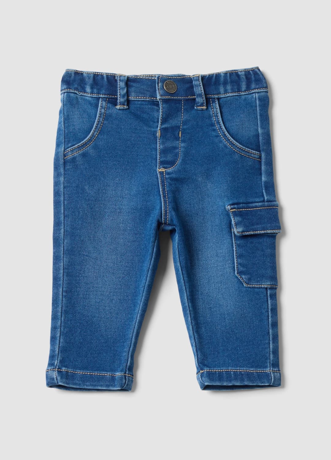 Pantaloni Blu In Cotone Elasticizzato Con Tasca Cargo Per Neonato | OVS Pantaloni Blu In Cotone Elasticizzato Con Tasca Cargo Per Neonato - 0 | OVS