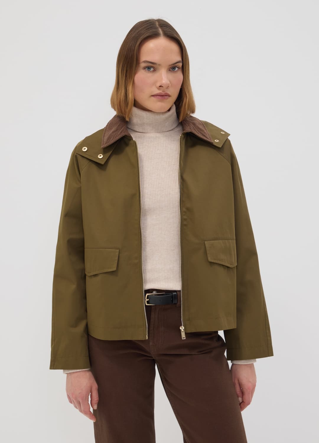 Grüne Parka-jacke Aus Baumwollmix Mit Kapuze Und Rippkragen | OVS Grüne Parka-jacke Aus Baumwollmix Mit Kapuze Und Rippkragen - 0 | OVS