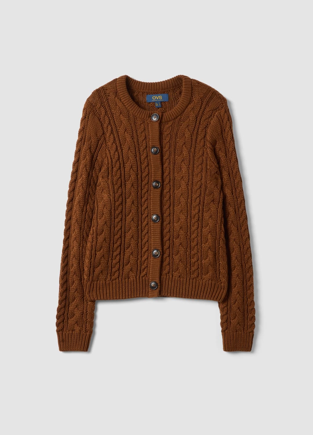 Cardigan Marrone In Misto Cotone A Trecce Regular Fit | OVS Cardigan Marrone In Misto Cotone A Trecce Regular Fit - 4 | OVS