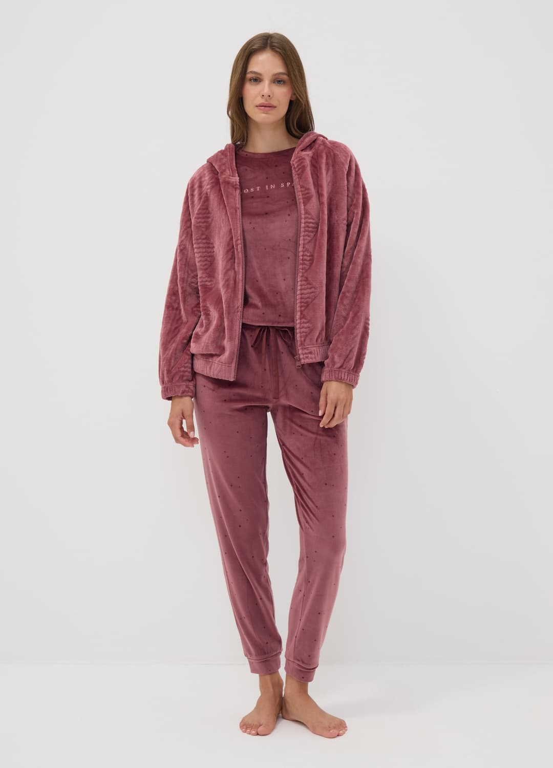 Felpa Rosa Homewear Con Zip E Cappuccio | OVS Felpa Rosa Homewear Con Zip E Cappuccio - 2 | OVS