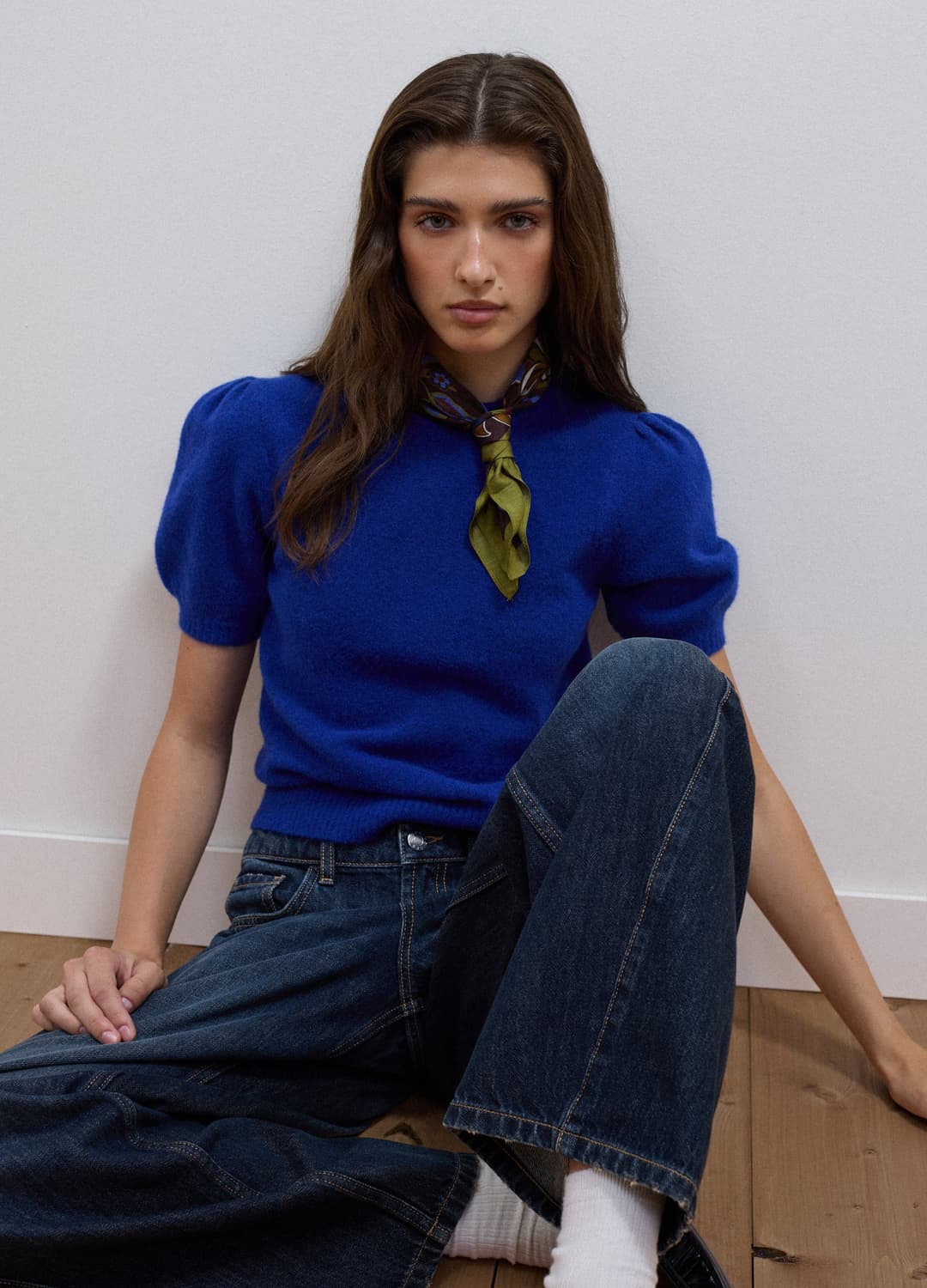 Blaues Shirt Aus Elastischer Viskose Mit Rundhalsausschnitt | OVS Blaues Shirt Aus Elastischer Viskose Mit Rundhalsausschnitt - 0 | OVS