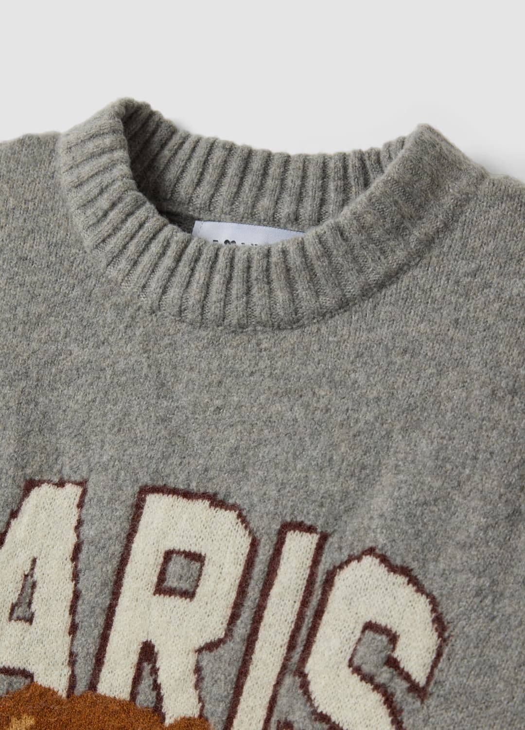Grauer Jacquard-pullover Aus Elastischer Viskose Mit Rundhalsausschnitt | OVS Grauer Jacquard-pullover Aus Elastischer Viskose Mit Rundhalsausschnitt - 1 | OVS