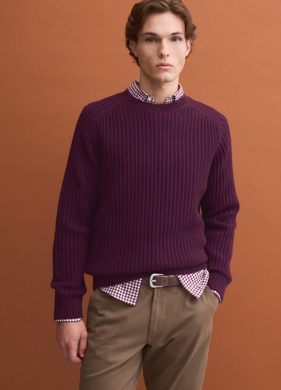Violetter Rippstrick-pullover Aus Baumwollmix Mit Rundhalsausschnitt | OVS Violetter Rippstrick-pullover Aus Baumwollmix Mit Rundhalsausschnitt - 1 | OVS