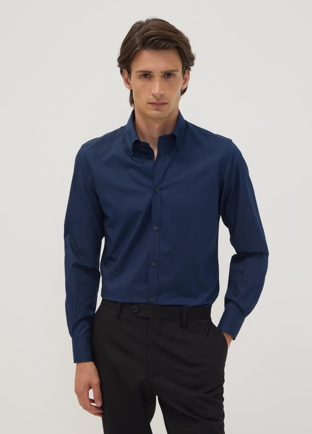 Camicia Blu Slim Fit Con Collo Button Down Easy Iron | OVS Camicia Blu Slim Fit Con Collo Button Down Easy Iron - 0 | OVS