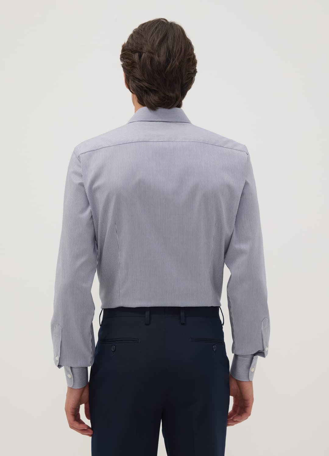 Camicia Blu In Puro Cotone A Righe Con Collo Francese Slim Fit No Iron | OVS Camicia Blu In Puro Cotone A Righe Con Collo Francese Slim Fit No Iron - 3 | OVS