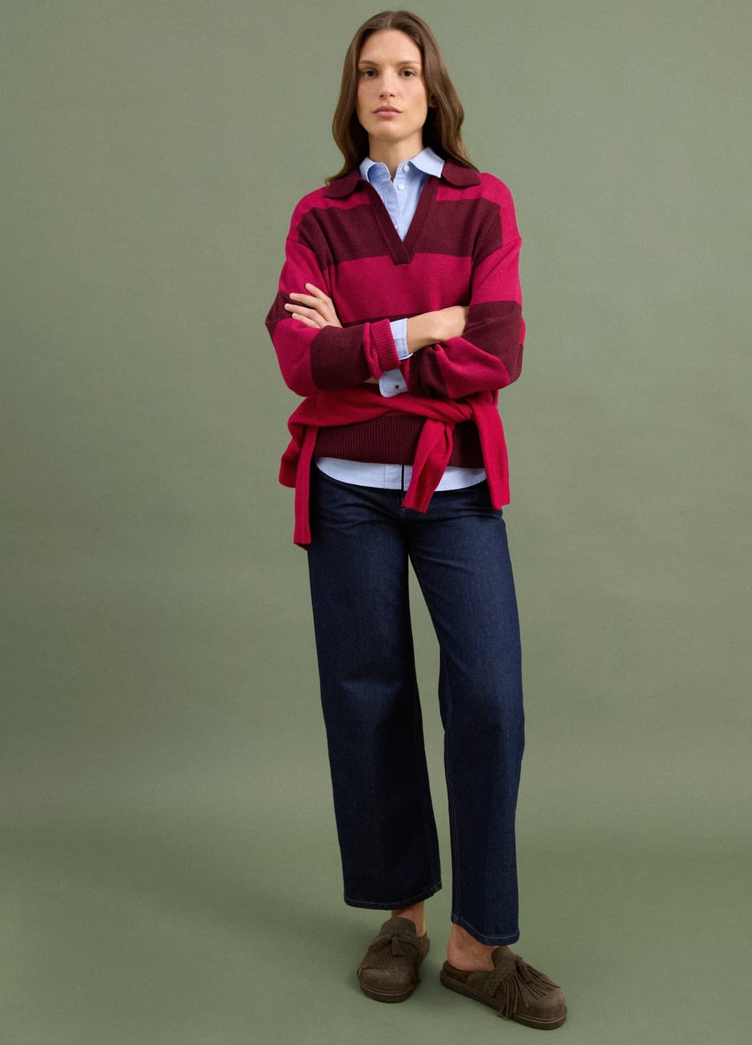 Maglia Rossa In Misto Lana A Righe Con Colletto Polo | OVS Maglia Rossa In Misto Lana A Righe Con Colletto Polo - 1 | OVS