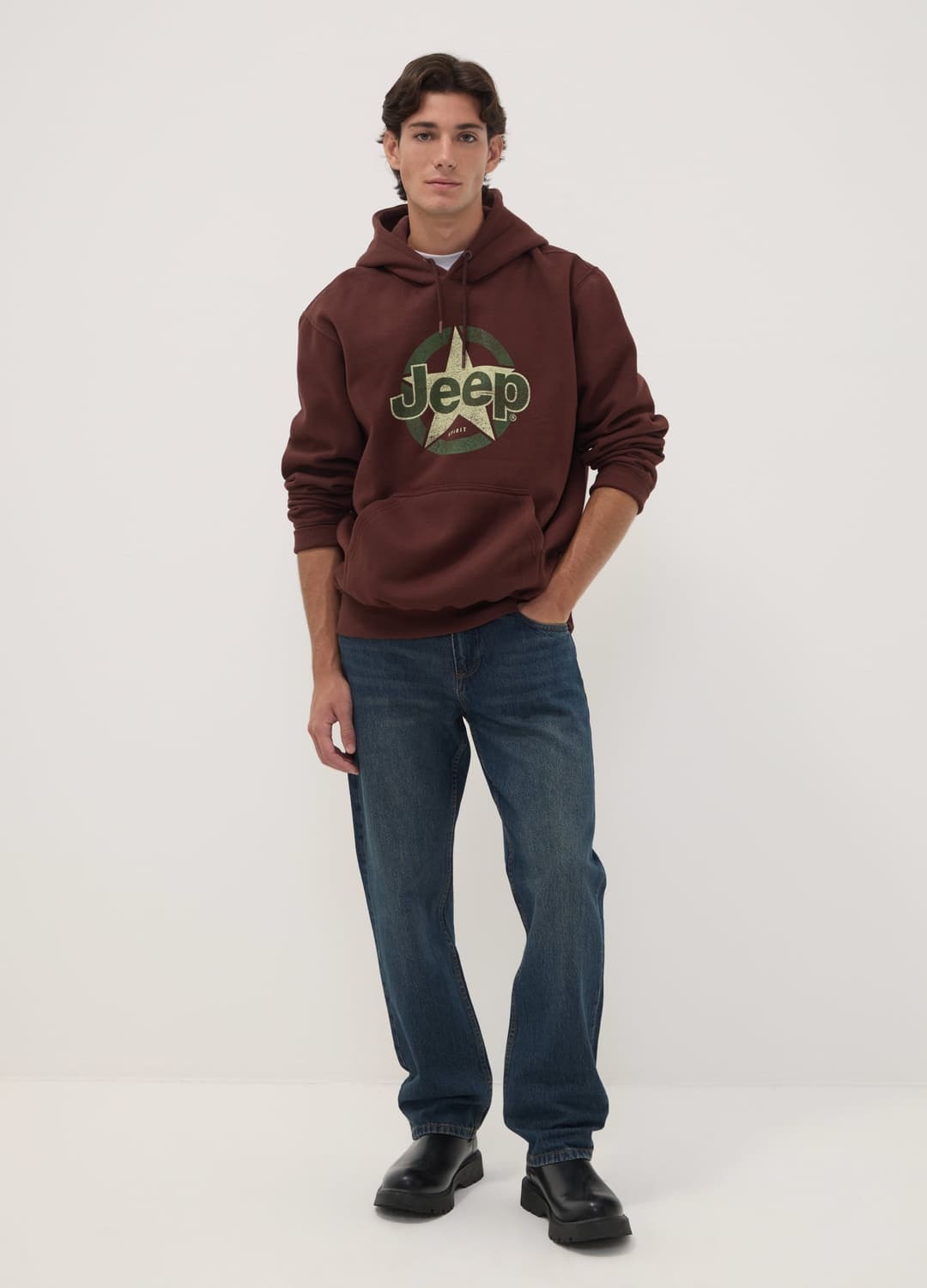 Felpa Marrone In Misto Cotone Con Cappuccio E Stampa Jeep Relaxed Fit | OVS Felpa Marrone In Misto Cotone Con Cappuccio E Stampa Jeep Relaxed Fit - 1 | OVS