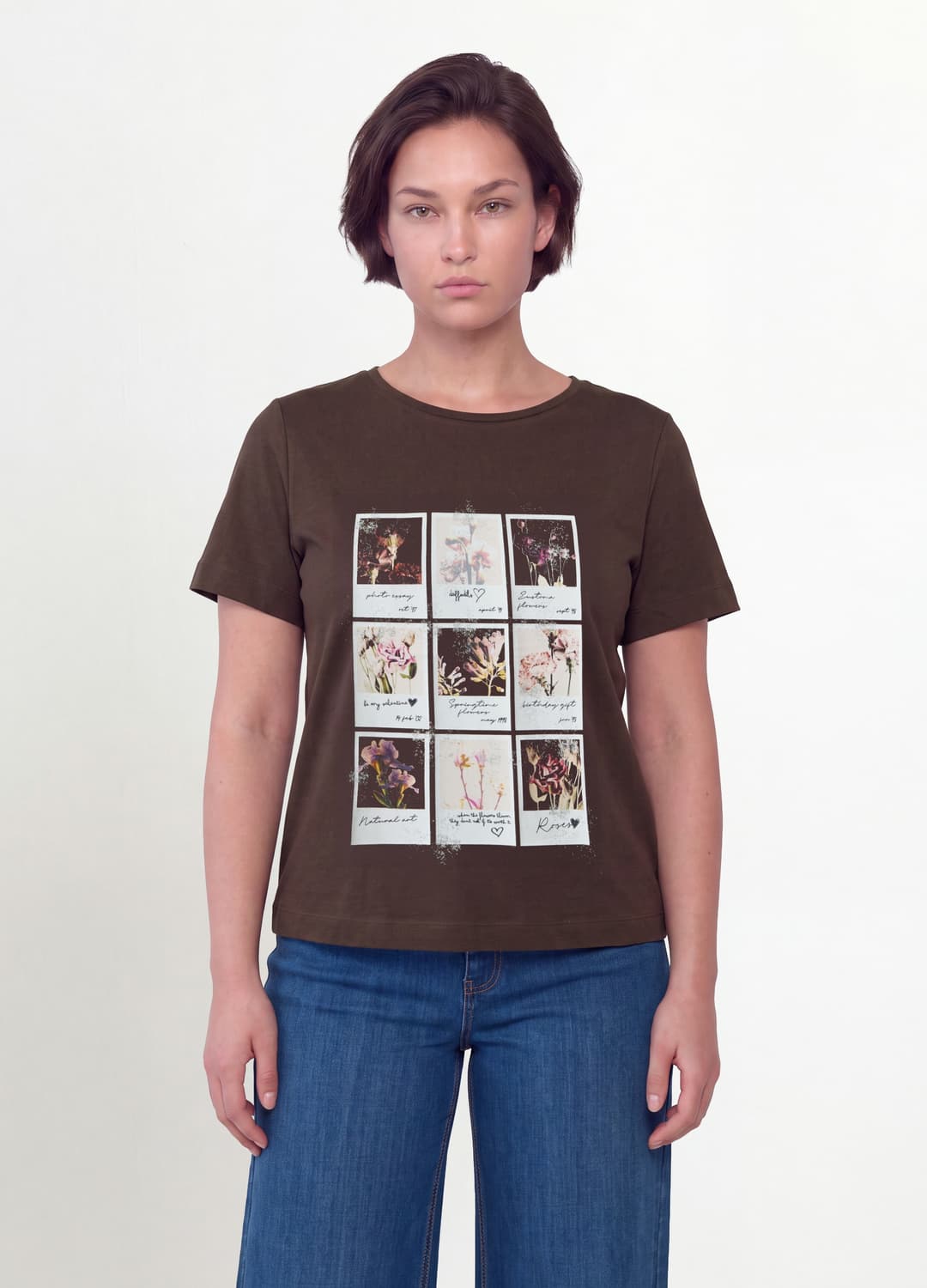 Braunes T-shirt Aus Reiner Baumwolle Mit Blumenprint | OVS Braunes T-shirt Aus Reiner Baumwolle Mit Blumenprint - 3 | OVS