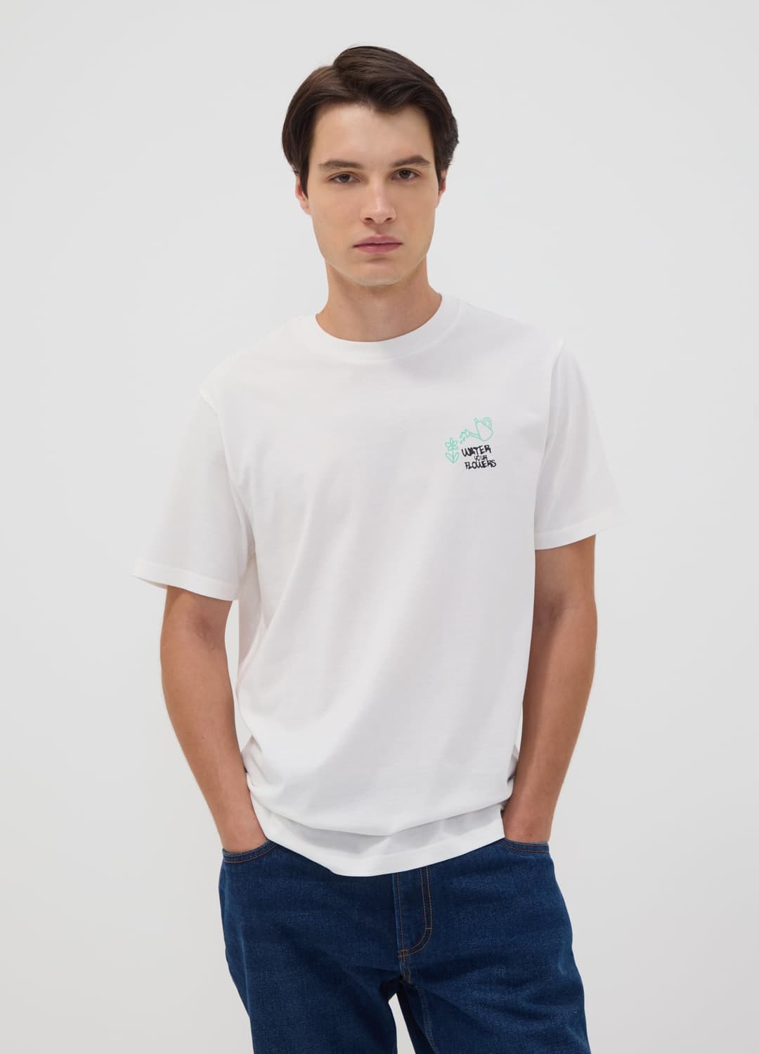 Weißes T-shirt Aus Reiner Baumwoll-jersey Mit Print „water Your Flowers“ | OVS Weißes T-shirt Aus Reiner Baumwoll-jersey Mit Print „water Your Flowers“ - 2 | OVS