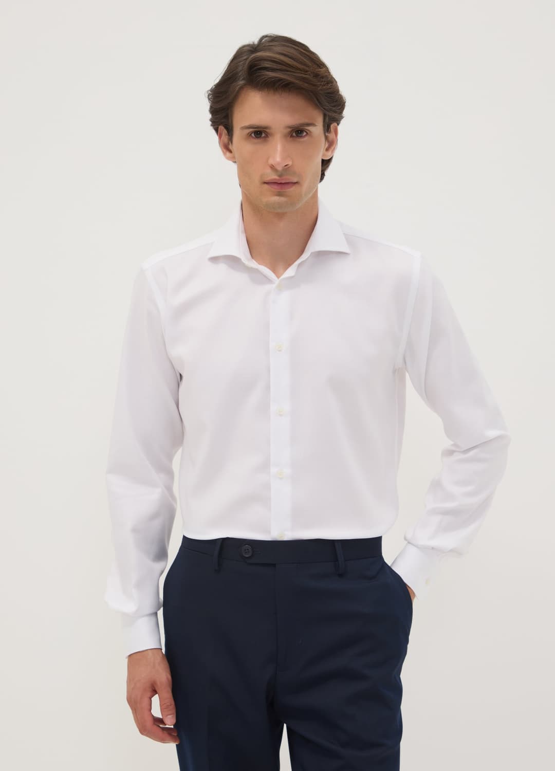 Camicia Bianca Slim Fit In Puro Cotone Con Collo Francese | OVS Camicia Bianca Slim Fit In Puro Cotone Con Collo Francese - 0 | OVS